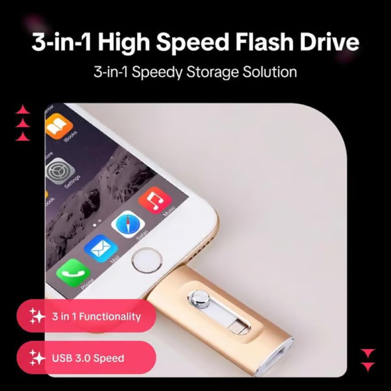 Clé USB unisexe en métal durable, grande capacité. Compatible OTG pour transfert sécurisé entre téléphone et ordinateur.