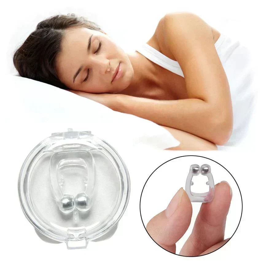 Clip nasal magnétique en silicone, discret et réutilisable pour un sommeil réparateur et une meilleure respiration.