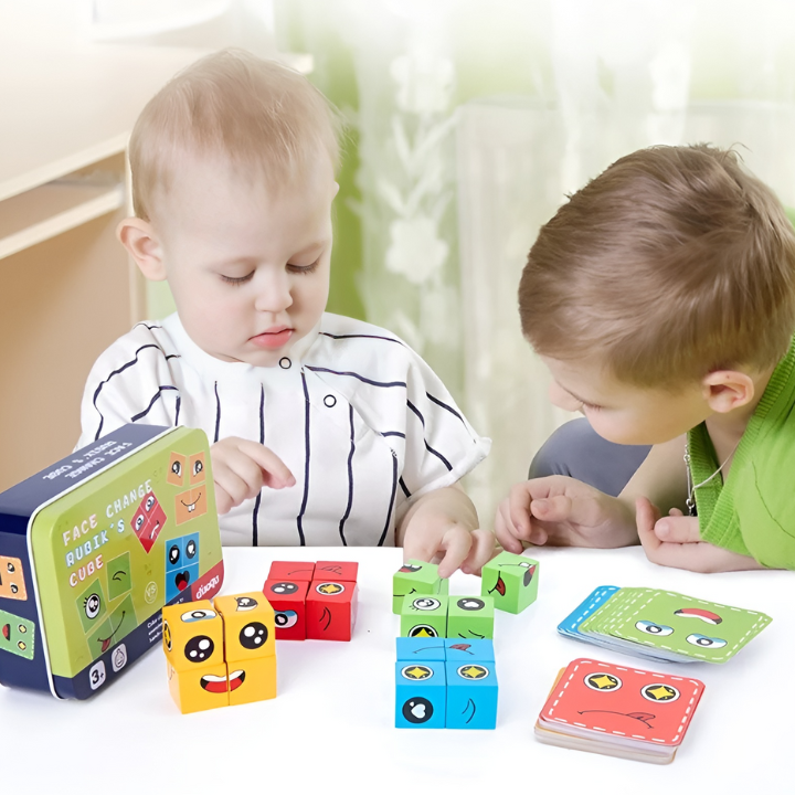 Jouet éducatif Montessori ExpressionBlox, aide les enfants à explorer et développer leurs émotions.
