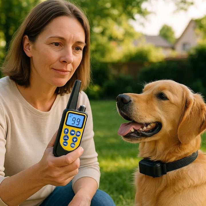 Accessoire d'éducation canine: collier de dressage étanche avec télécommande pour l'obéissance de votre chien.
