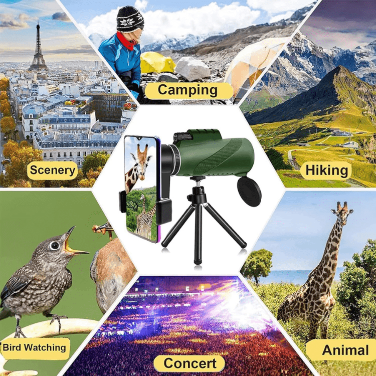 Monoculaire 8x ultra-zoom HD pour observation lointaine, idéal voyage, sport et aventure.