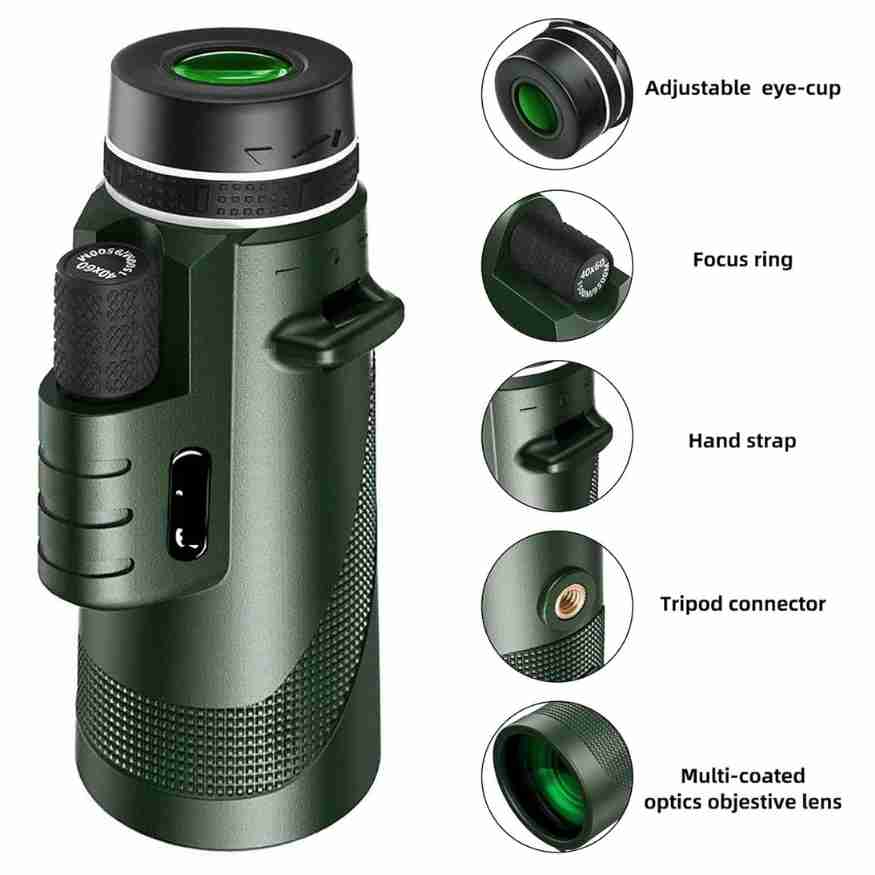 Monoculaire de poche 8x léger et ergonomique, parfait pour observation rapide et facile partout.