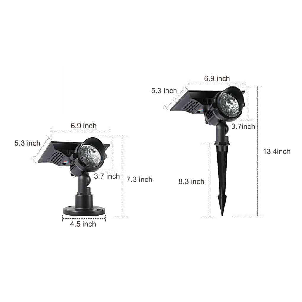 Spot solaire LED moderne noir, design discret pour un éclairage de jardin efficace et esthétique.