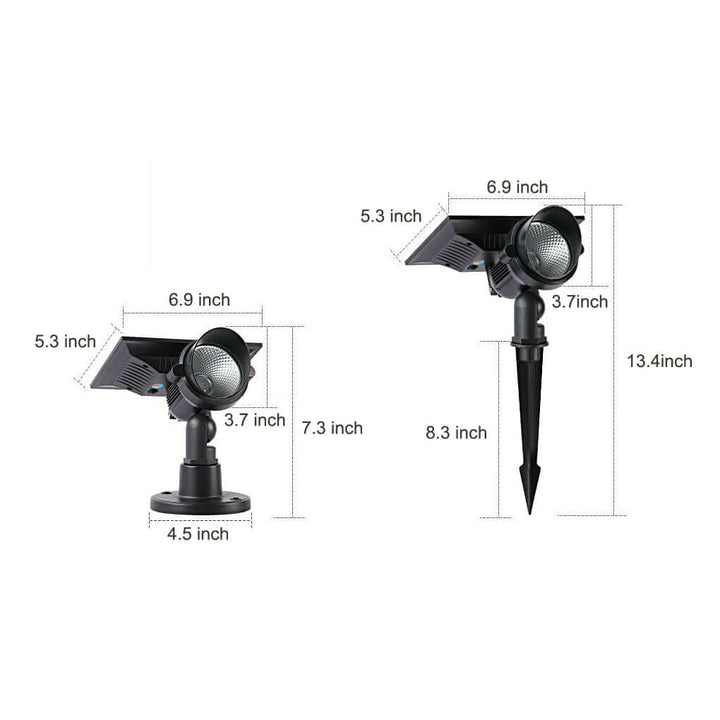 Spot solaire LED moderne noir, design discret pour un éclairage de jardin efficace et esthétique.