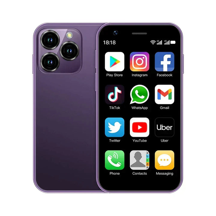 Appareil mobile compact mini USB-C, double SIM Android, design élégant pour gadget tech hommes/femmes.