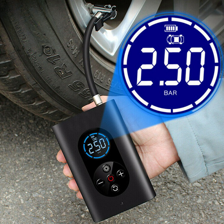 Pompe à air portable compacte pour pneus de vélo et moto, offrant un gonflage facile et rapide partout.
