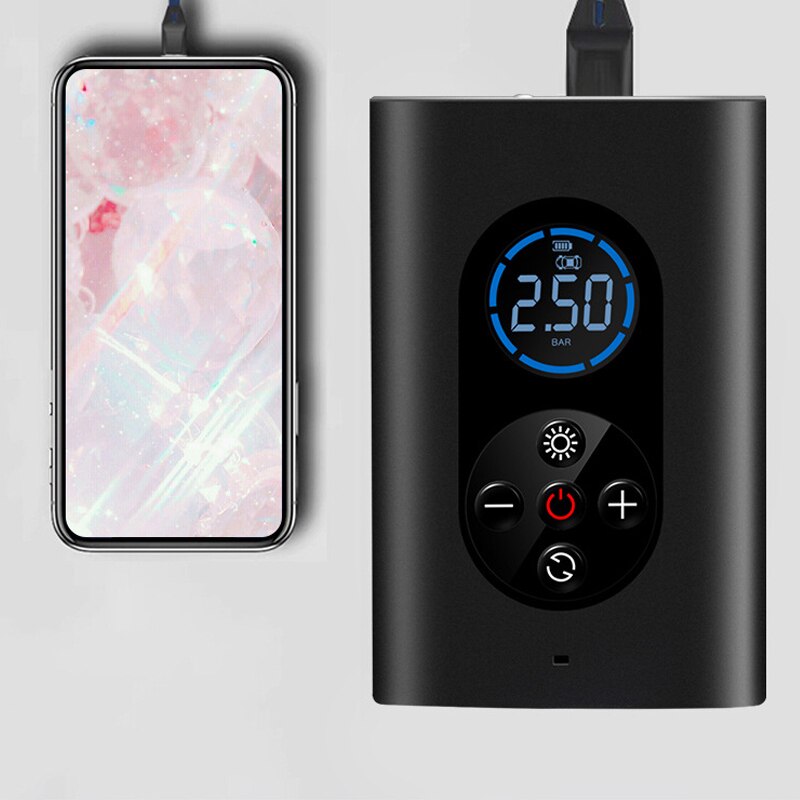 Compresseur d'air digital avec manomètre précis pour un gonflage sûr et rapide des pneus.