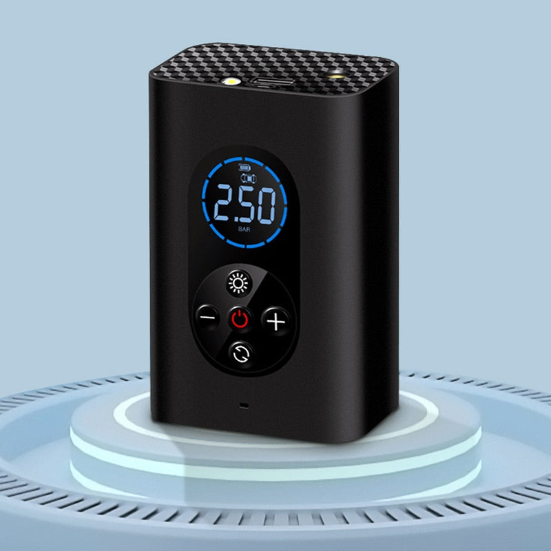 Compresseur d'air portable 12V pour gonfler rapidement les pneus de voiture en toute situation d'urgence.