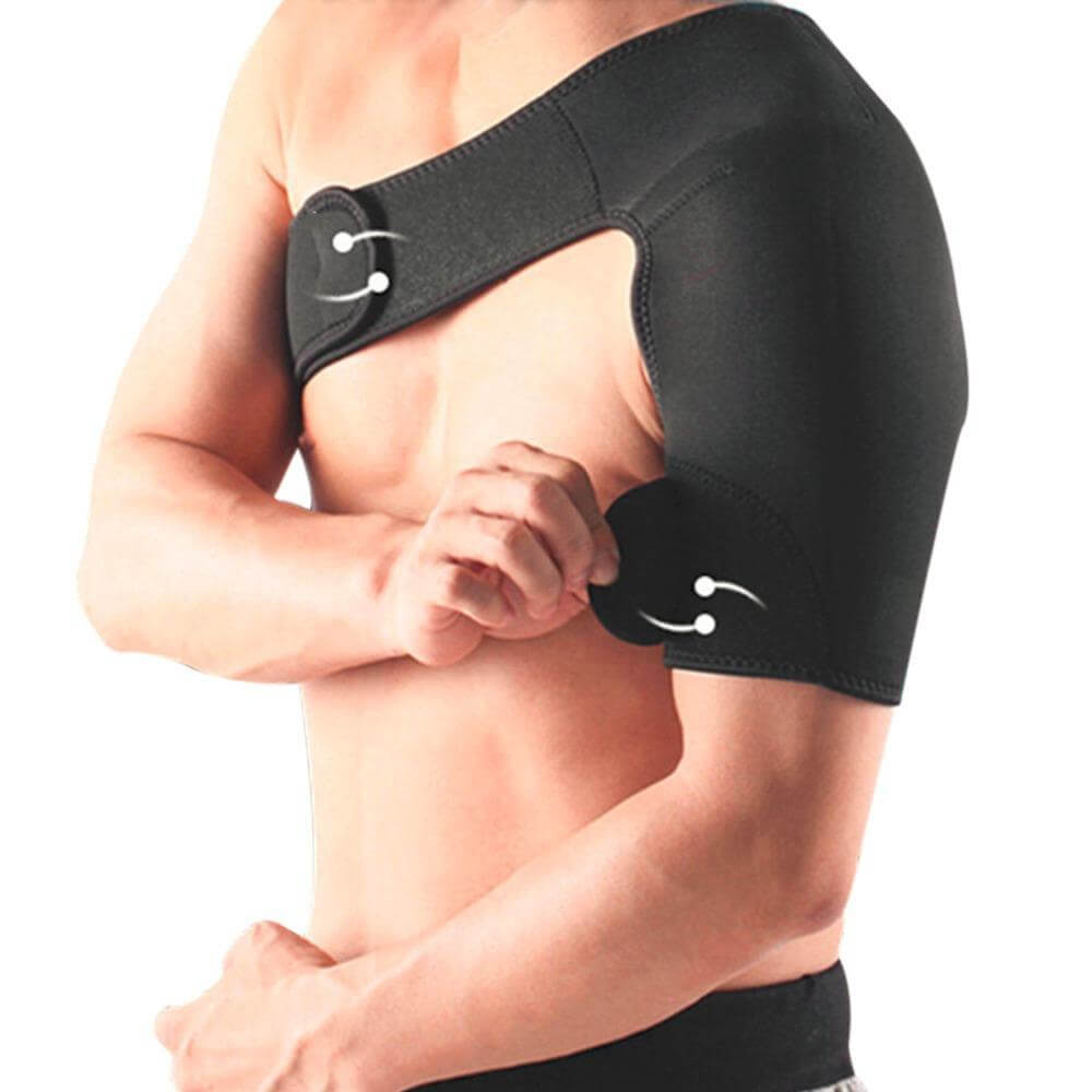Solution anti-douleur épaule, attelle élastique et respirante pour confort maximal.