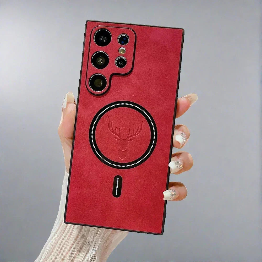 Housse de téléphone en cuir PU, magnétique pour fixation facile, étui protecteur élégant.