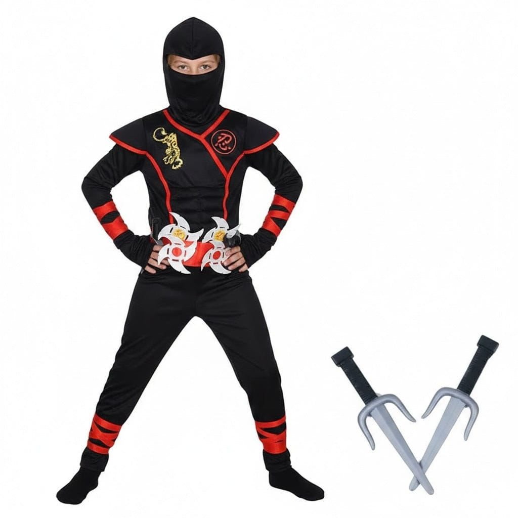 Déguisement ninja complet et détaillé pour enfant. Stimule le jeu de rôle et l'imagination pour Halloween ou cosplay.