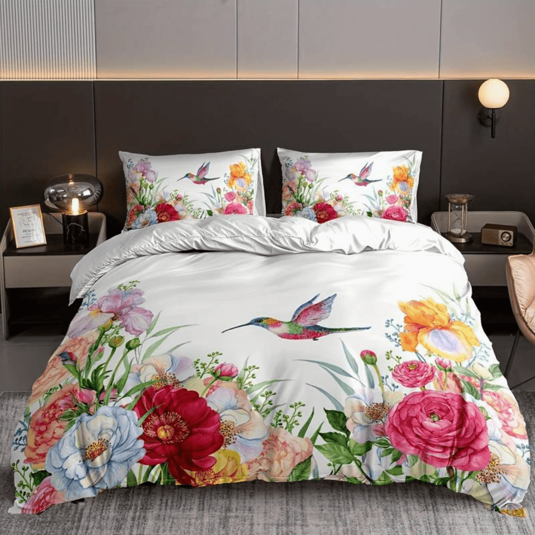 Parure de lit multicolore en microfibre douce, apportant gaieté et confort à votre chambre.