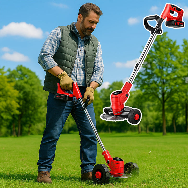Coupe-bordure sans fil à roues 18V pour une tonte précise et l'entretien facile de votre pelouse.