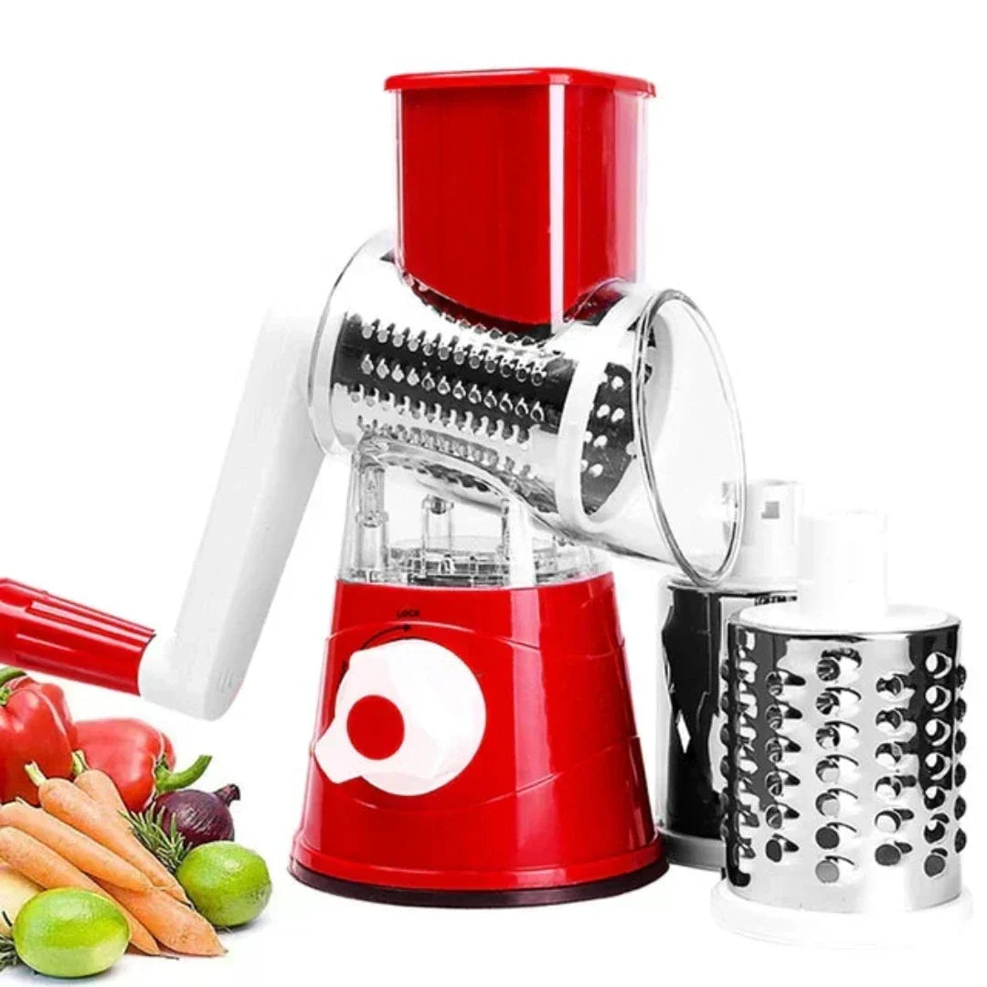 Coupe-légumes rotatif multifonction pour une préparation facile des repas de fruits et légumes frais en cuisine.