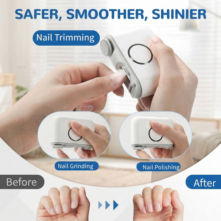 Coupe-ongles électrique silencieux et sûr pour bébé, enfant et adulte, soin des ongles hygiénique et facile.