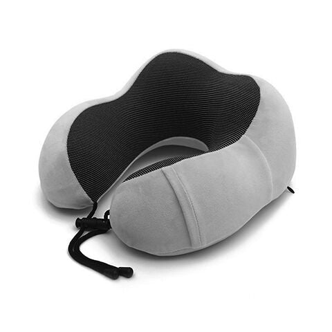 Coussin de voyage en mousse à mémoire de forme pour un repos confortable de la nuque lors de longs trajets en auto.