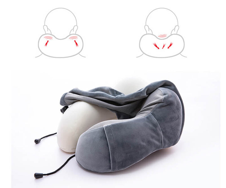 Design compact du coussin cervical de voyage en mousse à mémoire de forme, facile à transporter pour le repos.
