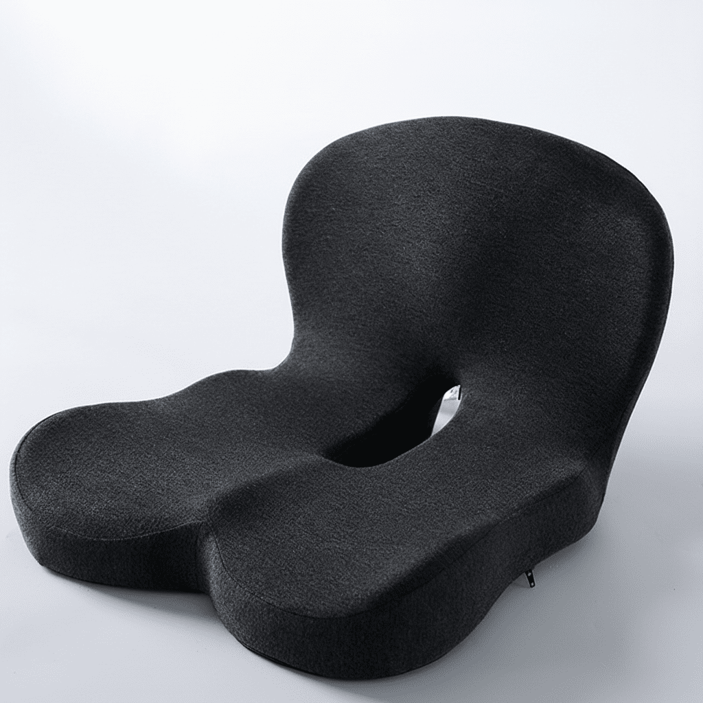 Coussin d'assise ergonomique pour bureau et voiture, offre confort supérieur et soutien postural, antidérapant.