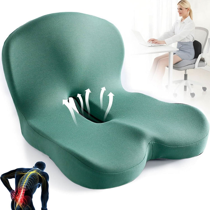 Soulagement des douleurs avec ce coussin en mousse à mémoire de forme, idéal pour longue assise, confort optimal.