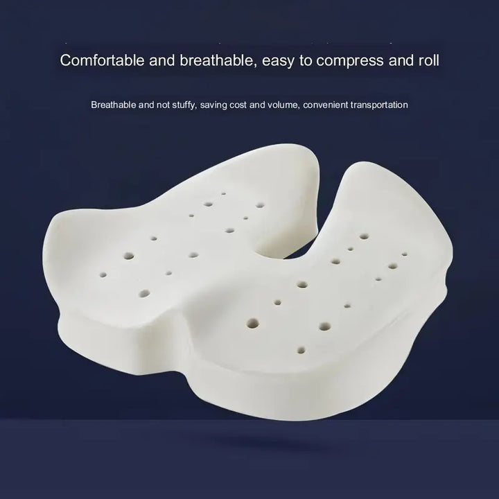 Coussin ergonomique pour bureau, soulage les douleurs du dos et corrige la posture sur chaise. Confort longue durée.