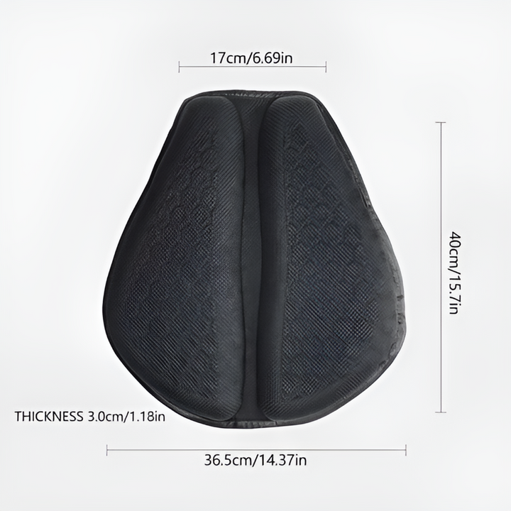 Selle moto confort en gel universel, conçue pour un soutien optimal et une réduction des points de pression.