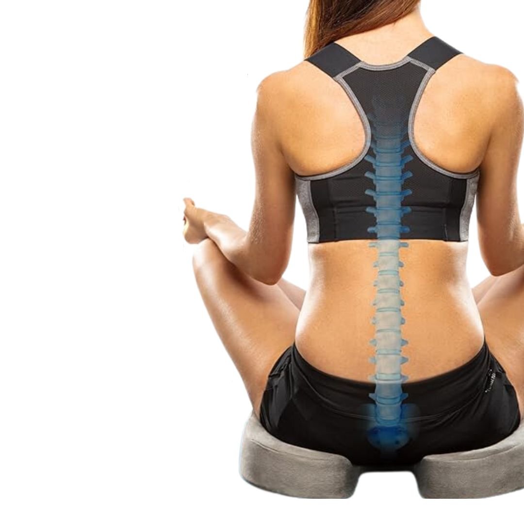 Posture idéale au bureau: coussin dorsal ergonomique Comfort Lift en mousse mémoire pour un soutien lombaire optimal.