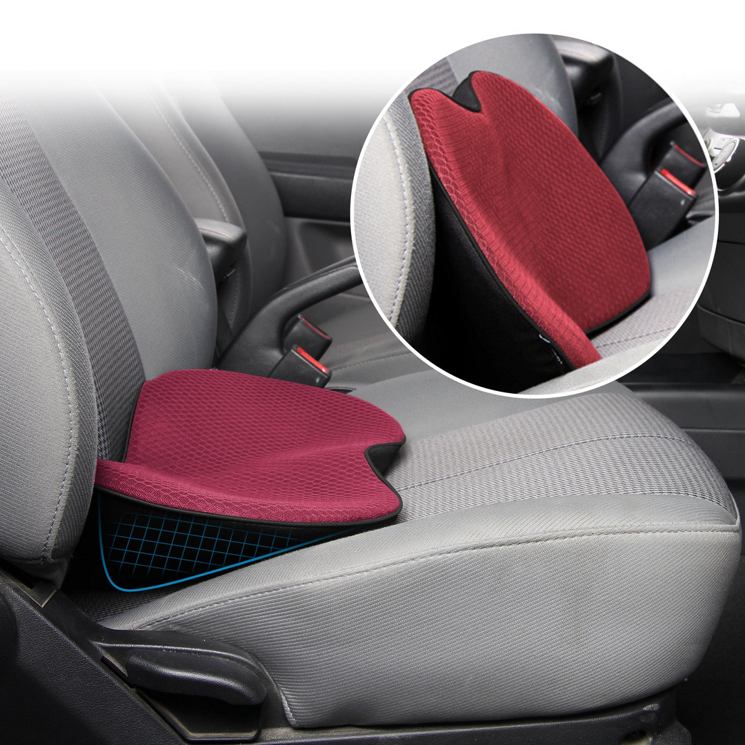 Accessoire voiture: coussin de siège en mousse mémoire de forme. Posture correcte et confort longue durée.