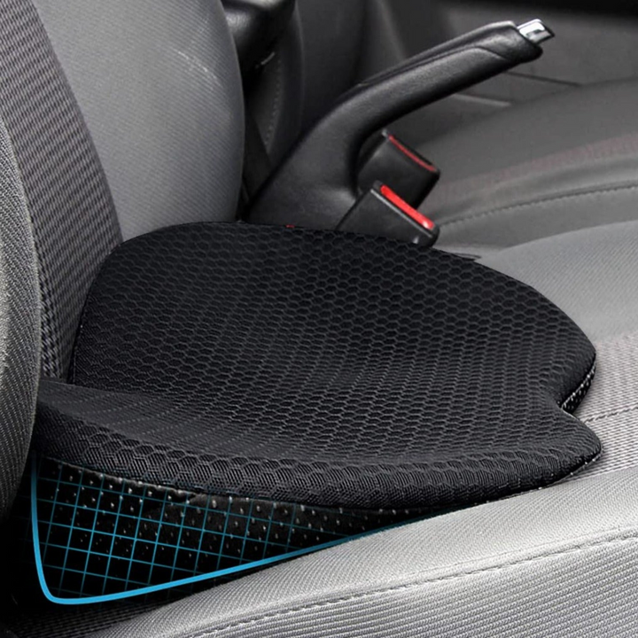 Coussin orthopédique pour confort en voiture et au bureau. Mousse à mémoire, soulage les points de pression.