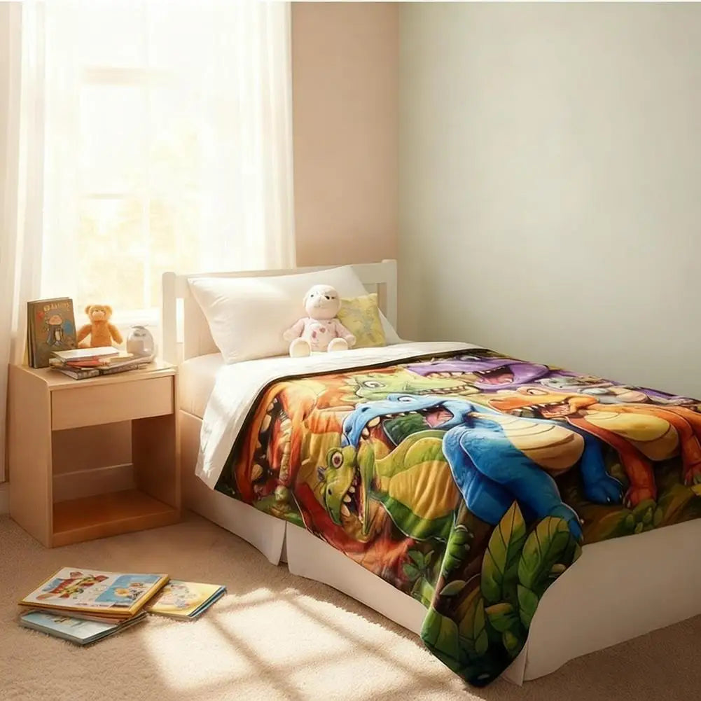 Couverture dinosaure pour enfant, douce, chaude et multicolore. Parfaite pour le confort.