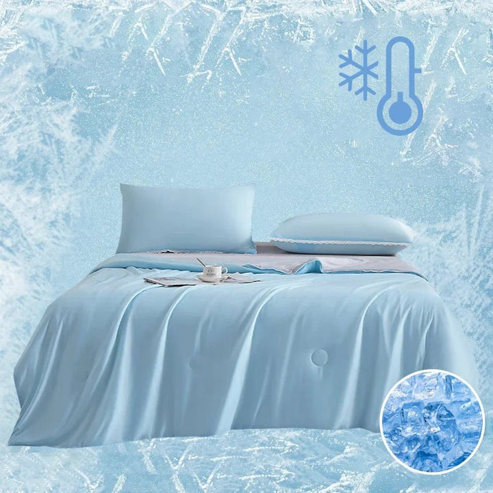 Couverture rafraîchissante et respirante, parfaite pour un sommeil confortable en saison chaude.