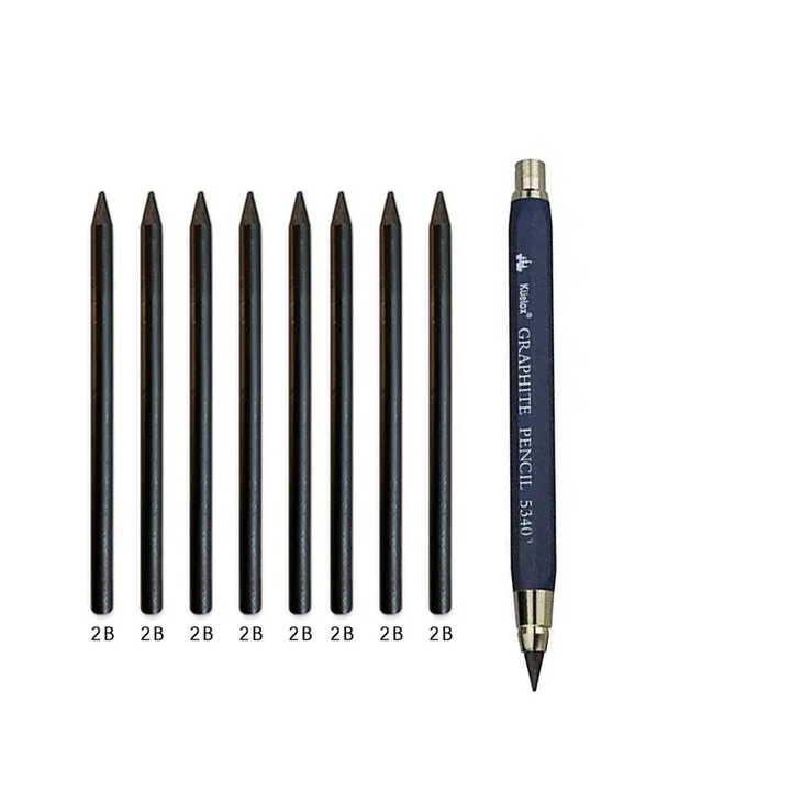 Crayon mécanique robuste pour artistes et professionnels, mine 5.6mm avec taille-crayon intégré. Fourniture d'art essentielle.