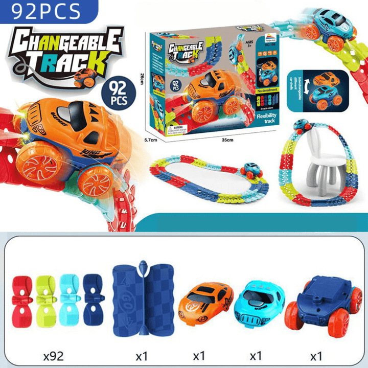 Idée cadeau: circuit de course flexible anti-gravité, pour des heures de jeu captivantes.