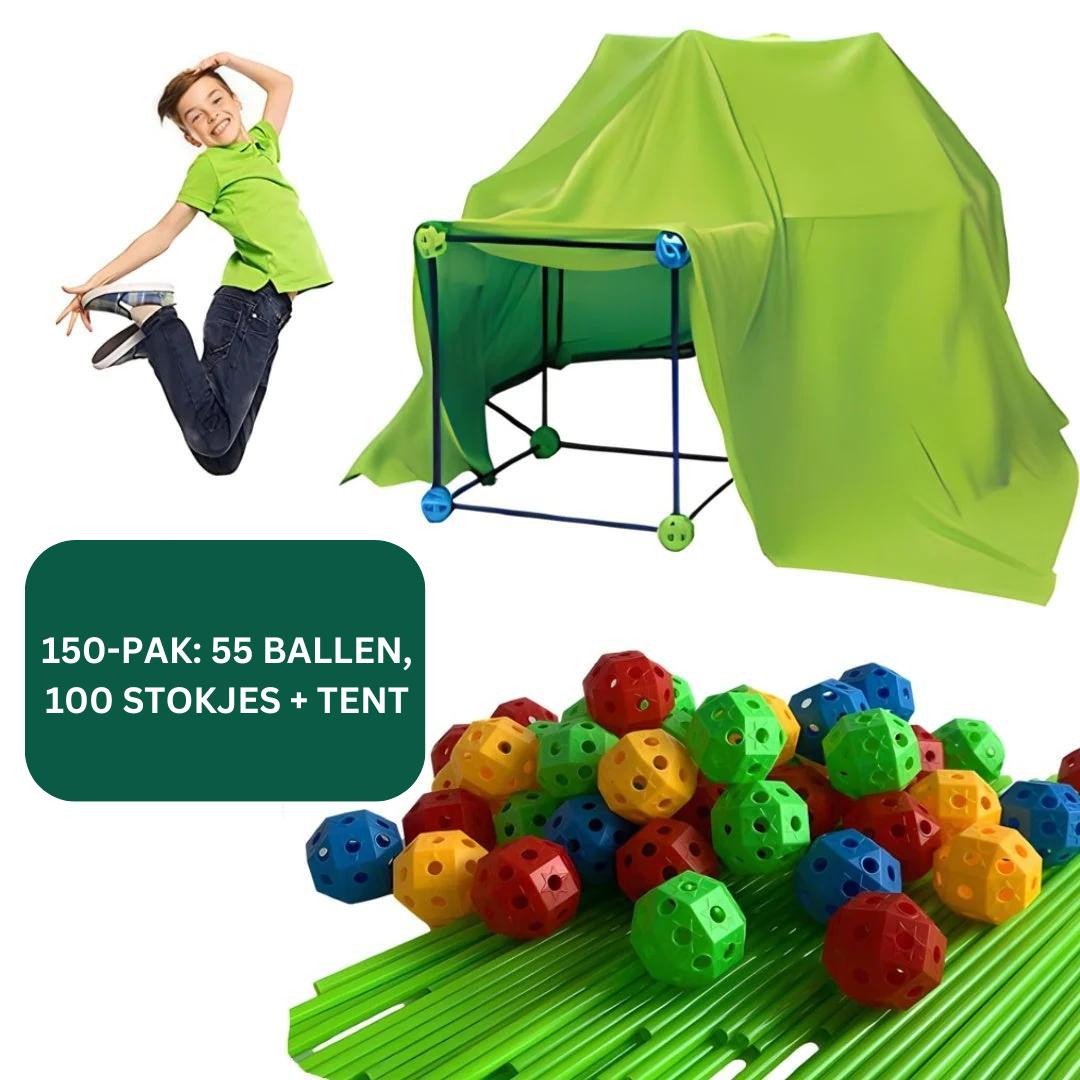 Tente de jeu durable pour enfants, idéale pour fort intérieur ou extérieur. Kit de construction créatif.