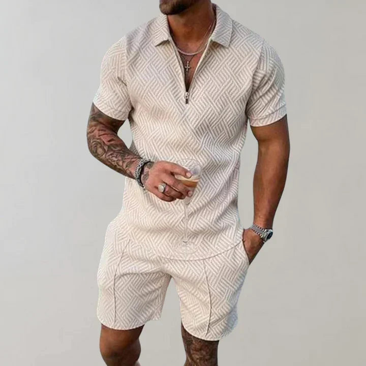 Ensemble homme Oliver été, coton et lin respirant, 2 pièces. Confort élégant pour loisirs et vacances.