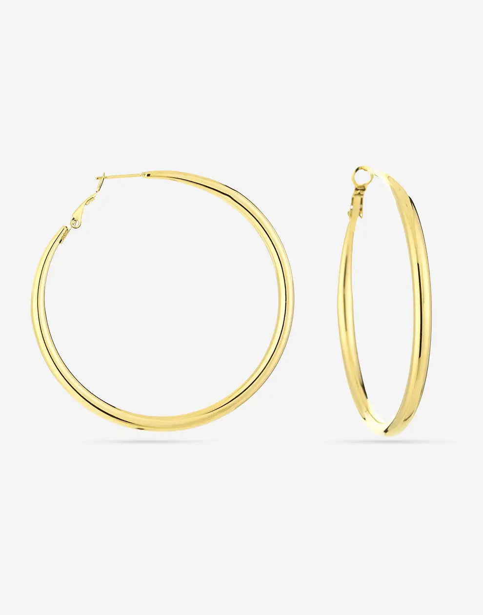 Boucles d'oreilles créoles dorées chic de 60 mm, en acier inoxydable, accessoire de mode pour femmes.