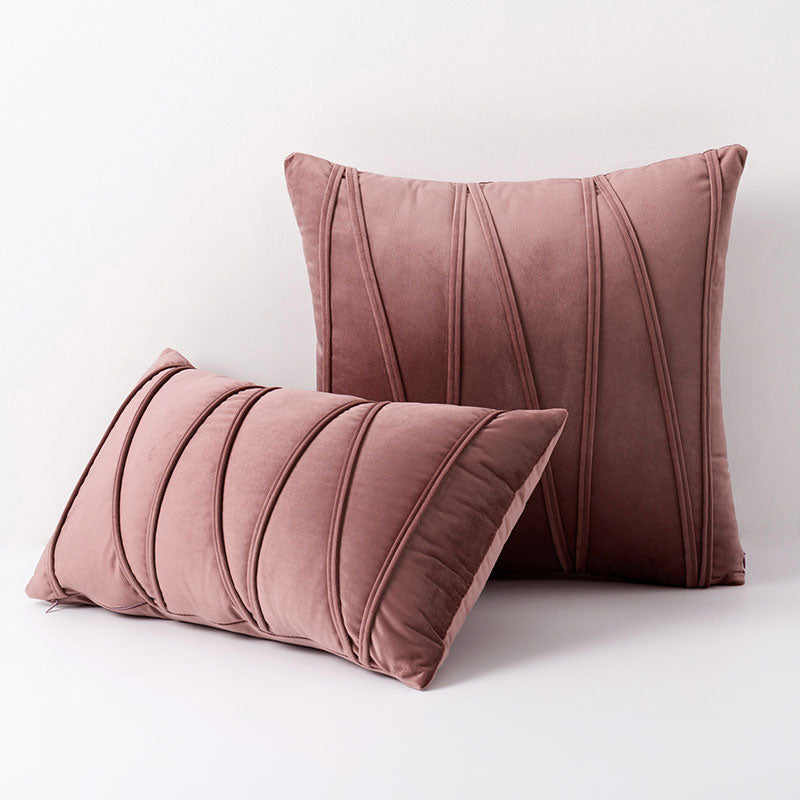 Housse de coussin plissée bleu canard. Parfait pour la décoration de salon, chambre moderne. Ambiance chic.