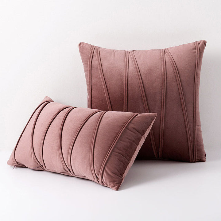 Housse de coussin plissée bleu canard. Parfait pour la décoration de salon, chambre moderne. Ambiance chic.