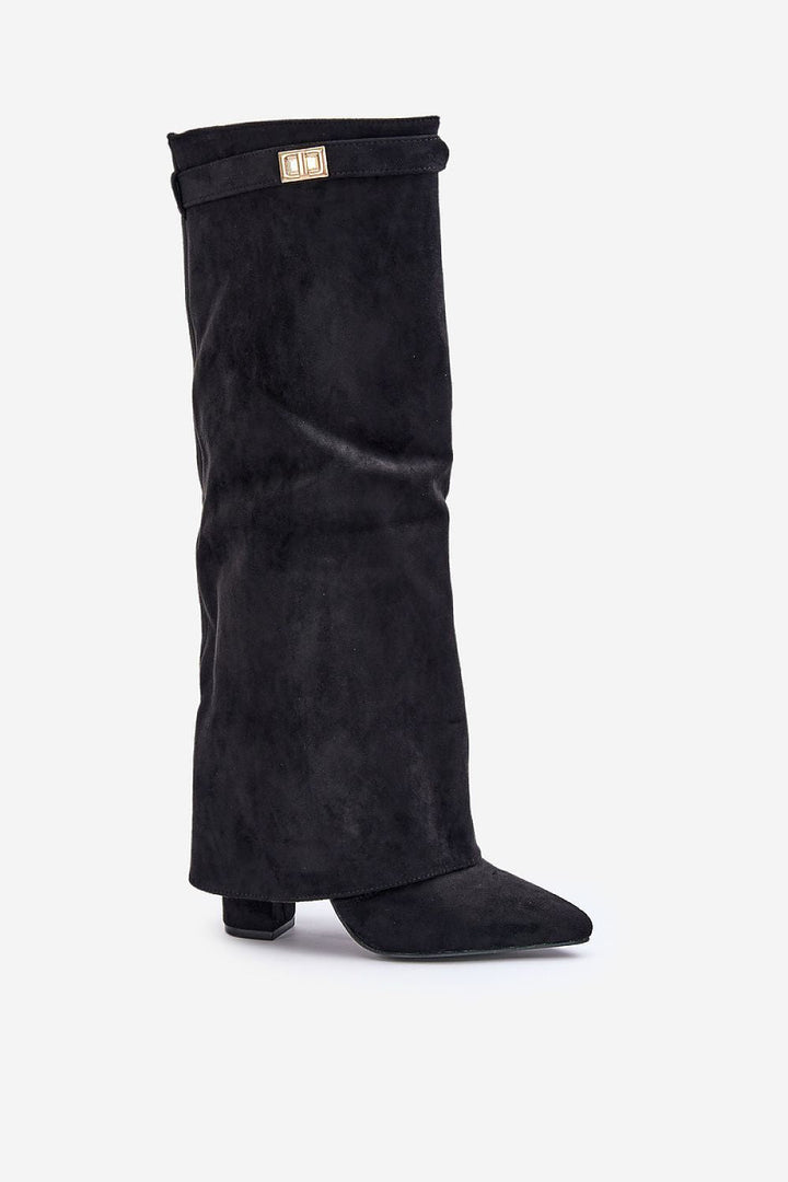 Bottes noires Apollonia pour femme, élégantes et chic, hauteur genou, idéales pour un style automnal.
