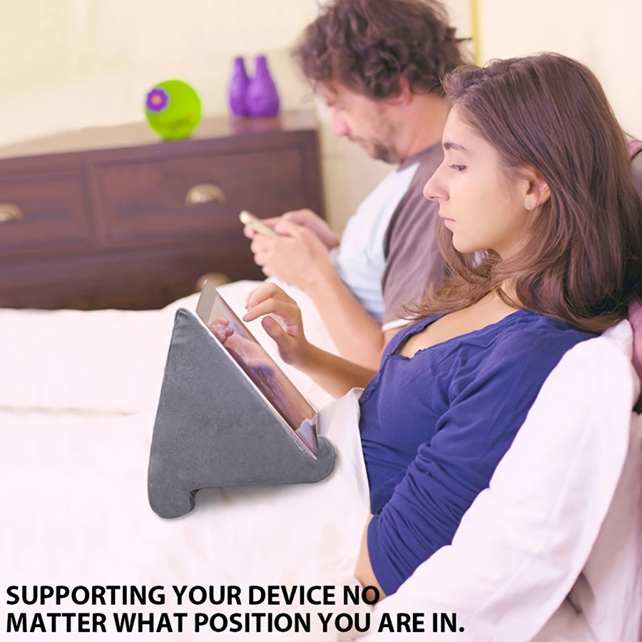 Support de tablette réglable pour lecture et films. Accessoire portable et confortable, angles multiples.