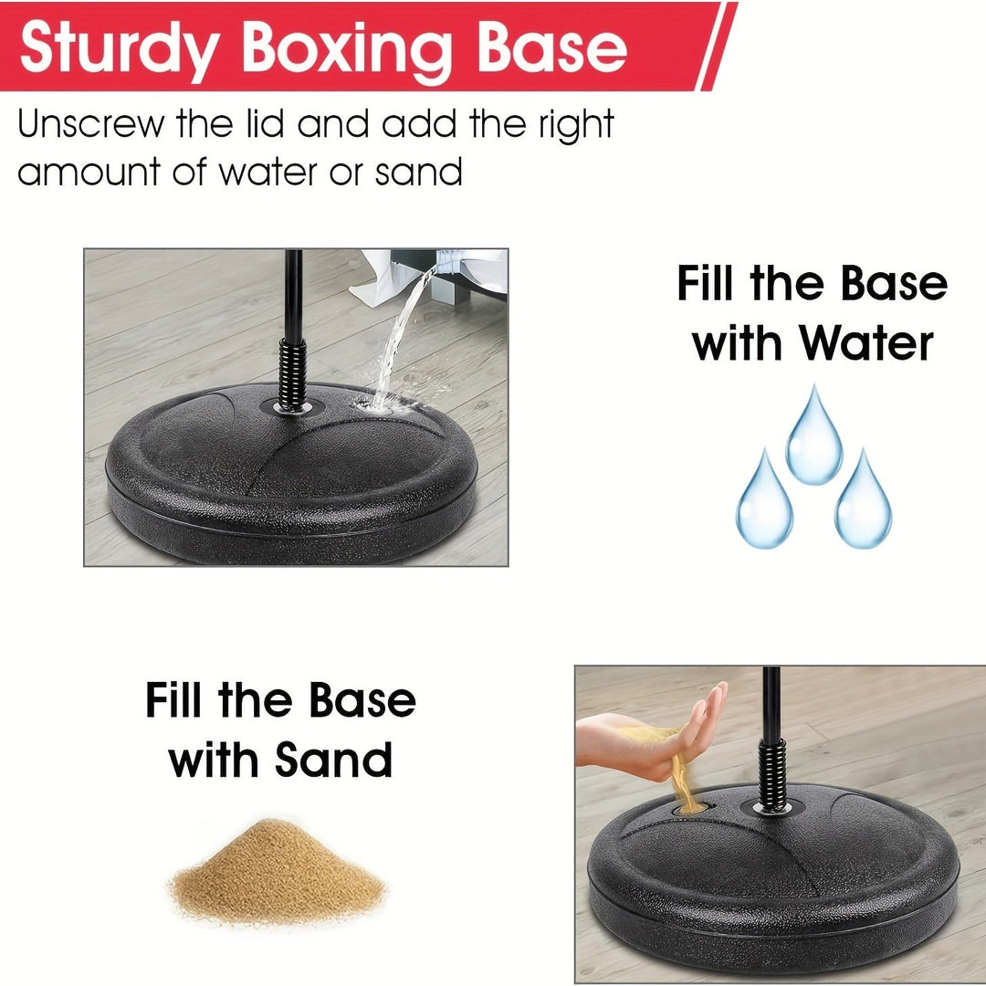 Ensemble de boxe junior réglable en hauteur, avec sac de frappe et gants, stimulant l'activité et le fitness.