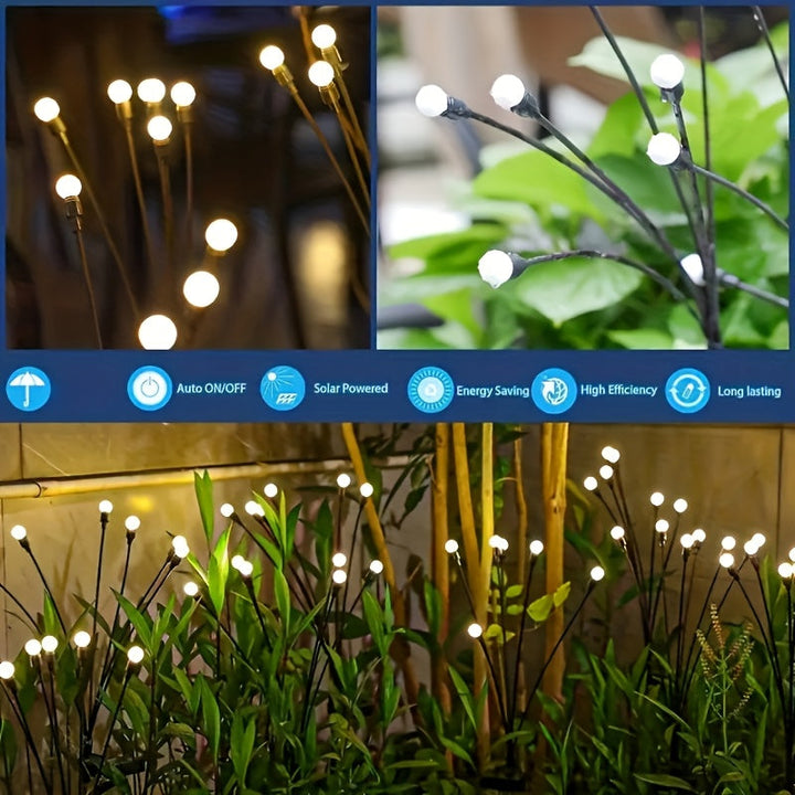 Décoration jardin magique avec lampes solaires LED étanches. Ambiance chaleureuse pour festivals et fêtes.
