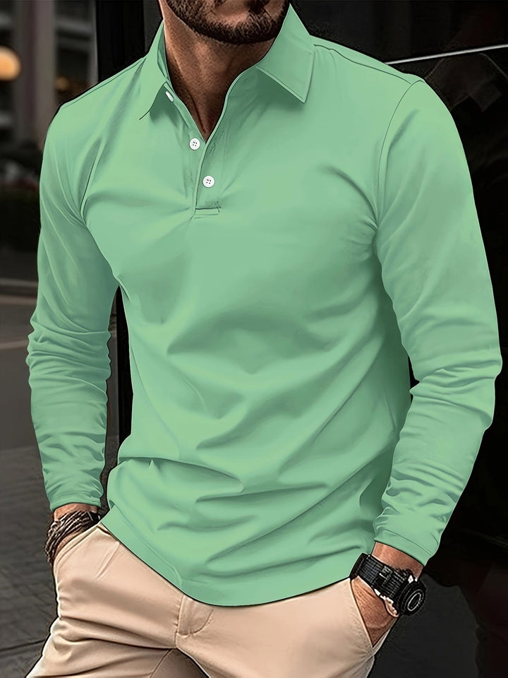 Polo slim homme manches longues, élégant et confortable pour un look casual. Idéal quotidien.