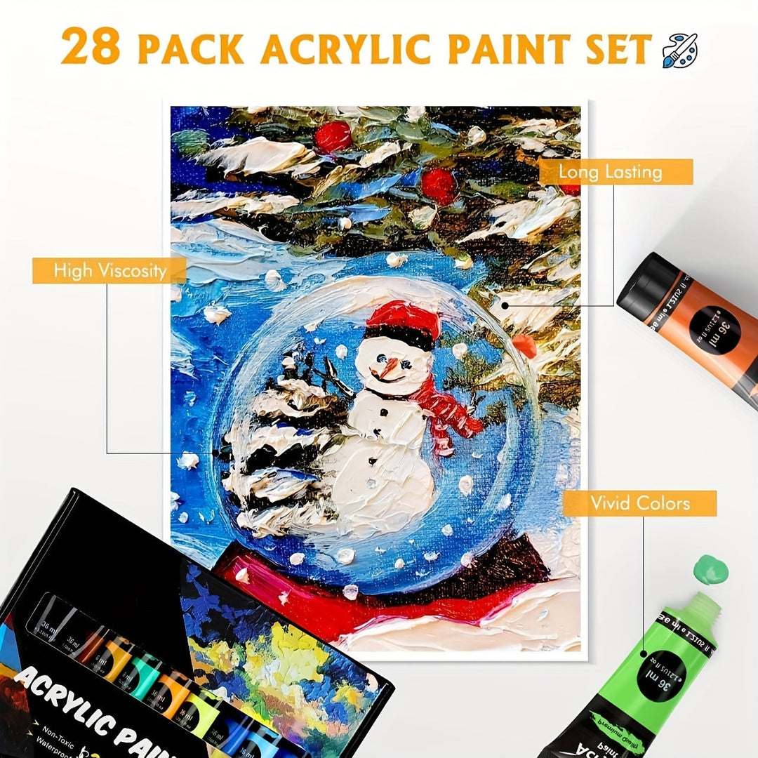 Peinture acrylique 24 couleurs pour débutant artiste. Séchage rapide, convient toile, bois, verre. Loisirs créatifs.