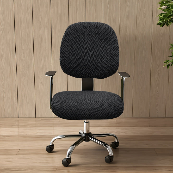 Housse de chaise jacquard élastique pour bureau, tissu polyester, protection.