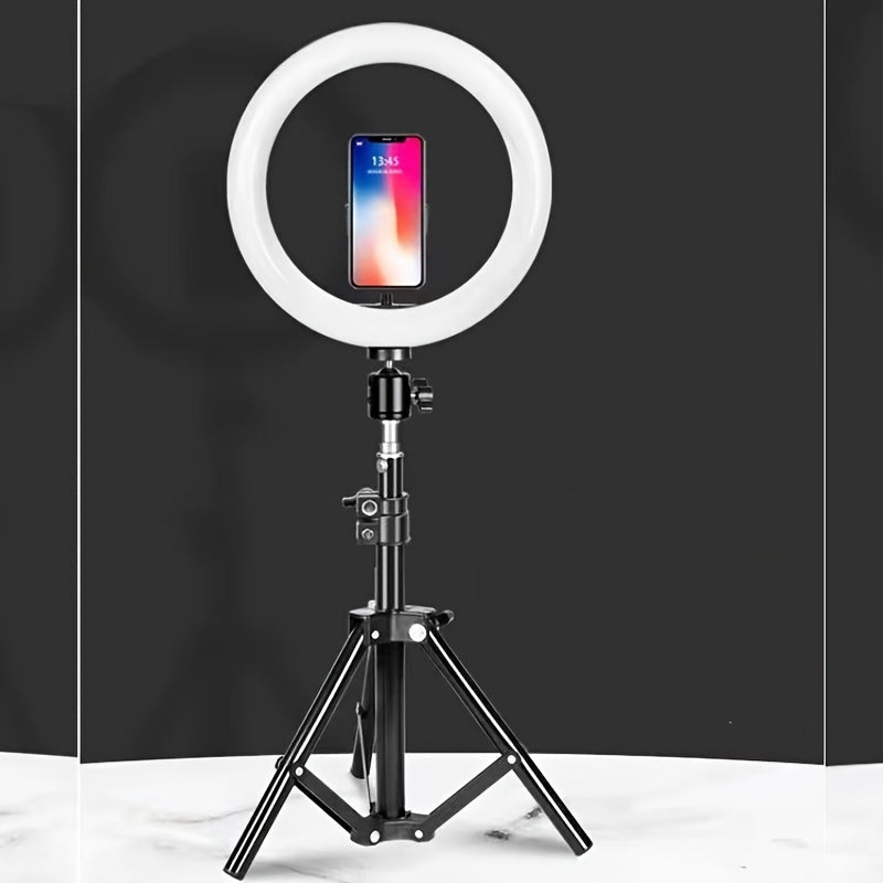 Éclairage studio LED portable pour vlog, diffusion en direct et tutoriels maquillage. Support téléphone.