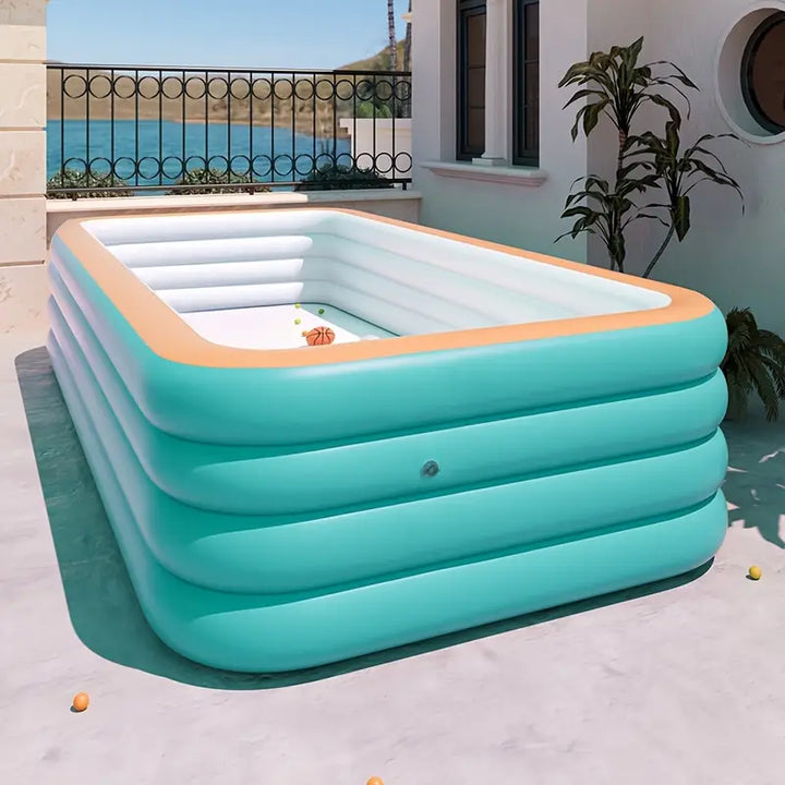 Piscine gonflable familiale pliable pour le jardin; parfaite pour les jeux d'été et un rafraîchissement rapide.