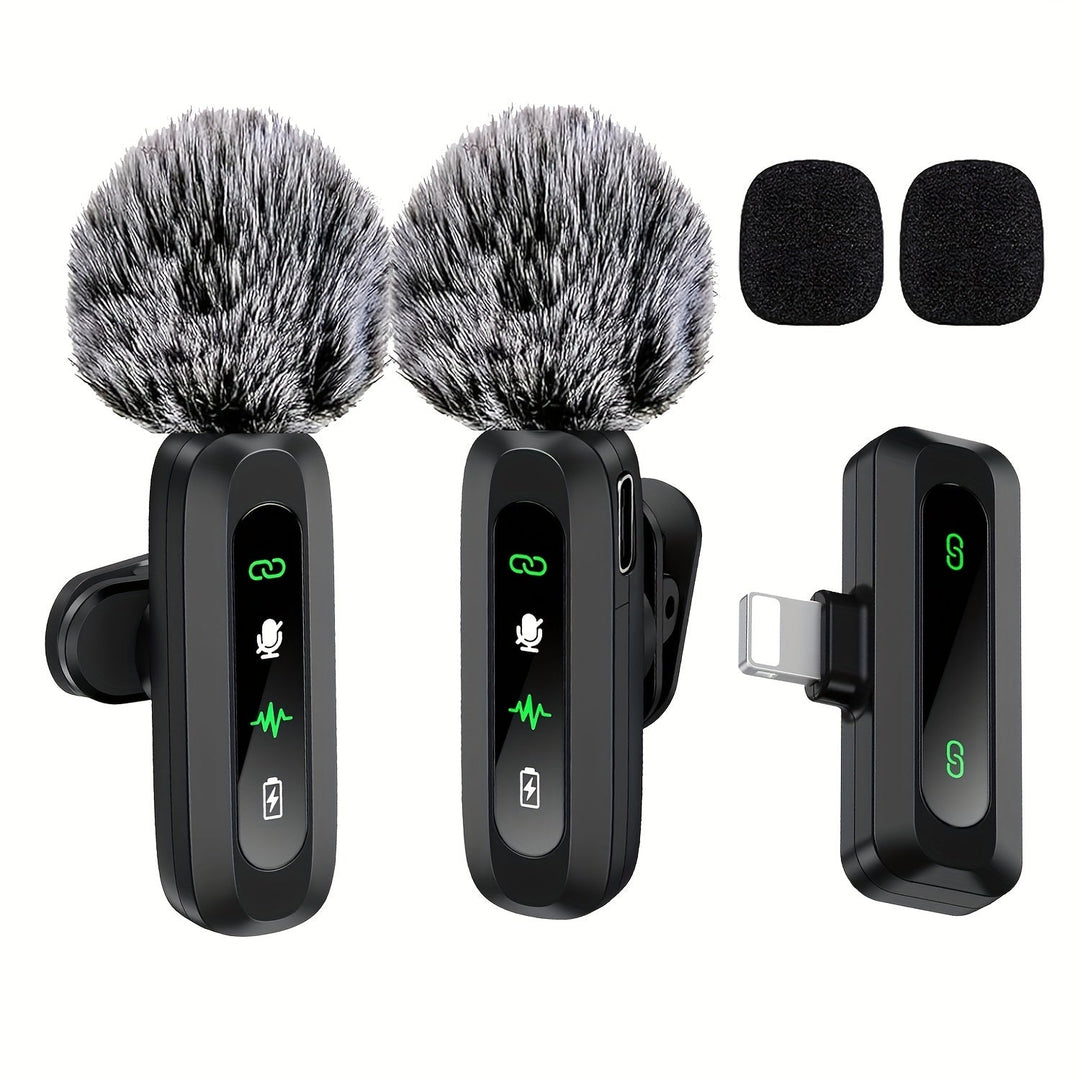 Microphone lavalier sans fil SoundClip compact pour enregistrement audio sur tablette.
