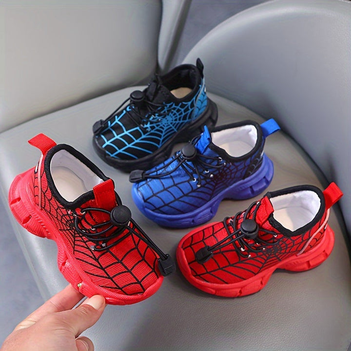 Chaussures de sport enfant LED, design toile d'araignée sympa. Sneakers lumières.