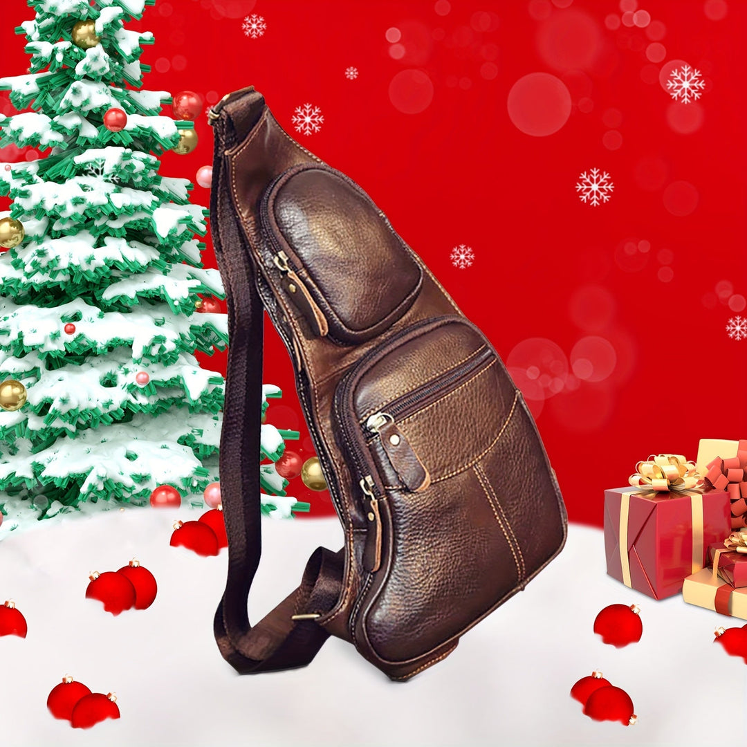 Élégant sac bandoulière en cuir vintage classique noir, parfait pour le quotidien et les voyages.