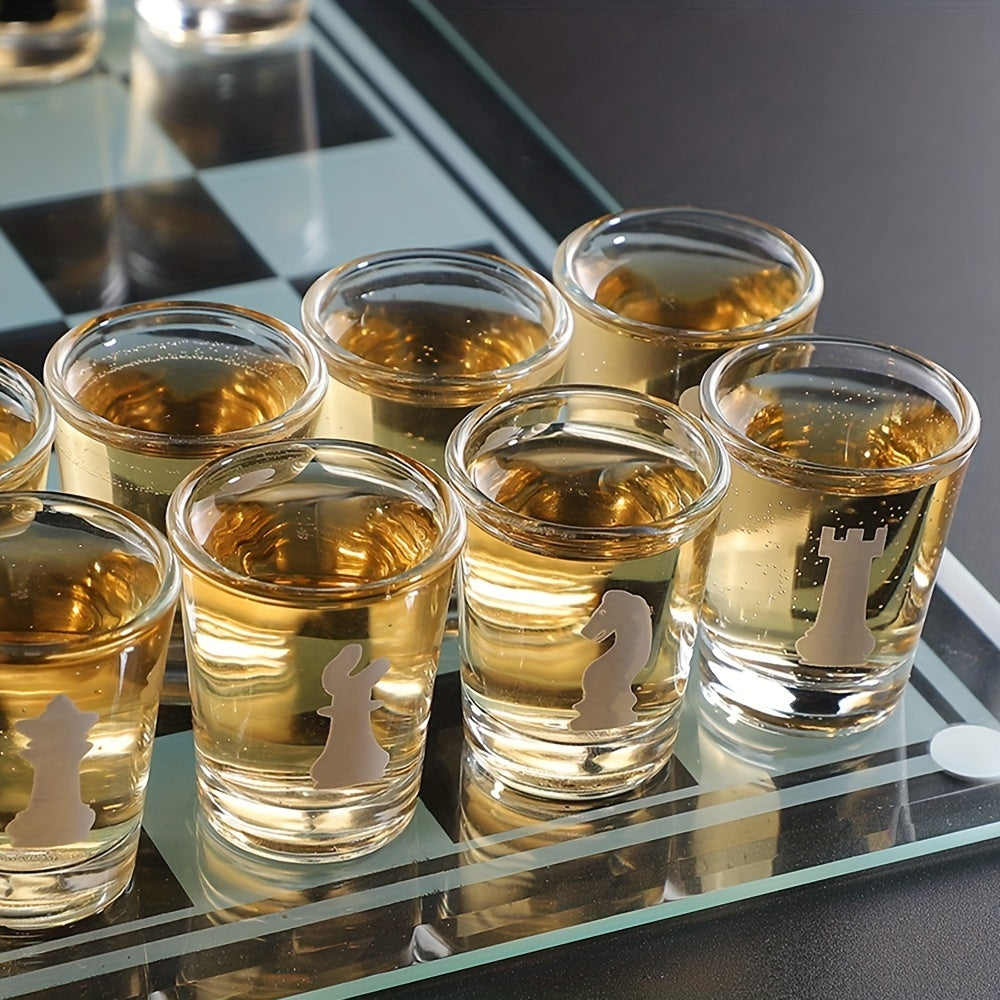 Combinaison unique de stratégie et de divertissement avec ce jeu d'échecs à boire pour adultes, ambiance assurée.
